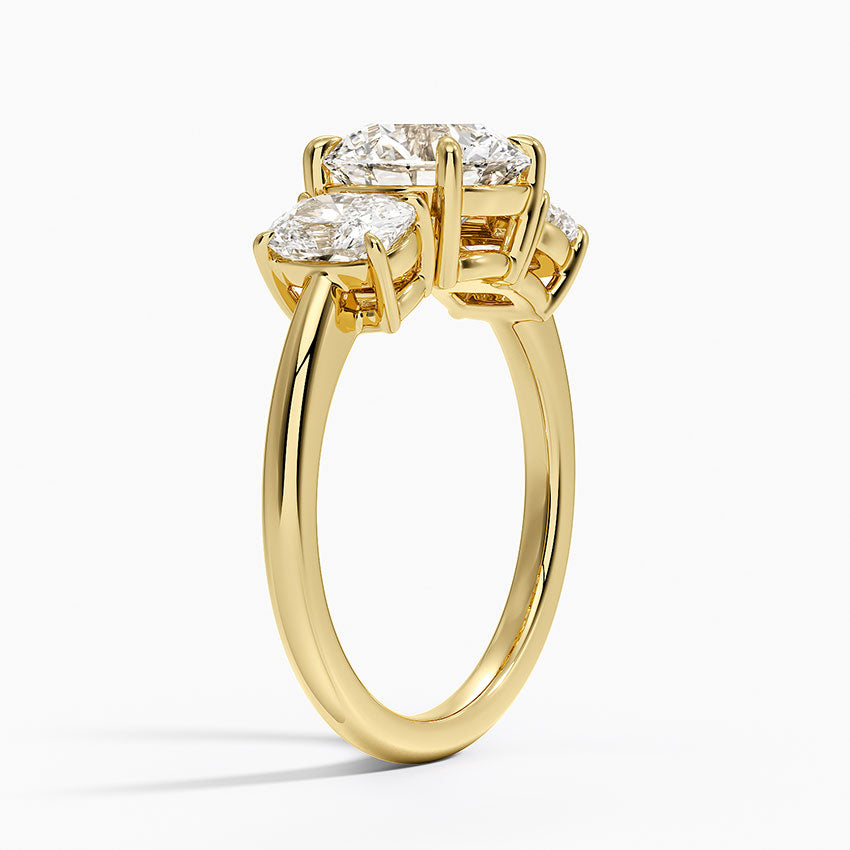 Luxe Faye Elongated Cushion Three Stone Diamond Ring (1 ct. tw.) - Round Cut Center Stone
