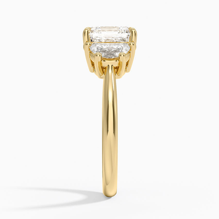 Half Moon Three Stone Diamond Ring (1/2 ct. tw.) - Asscher Cut Center Stone