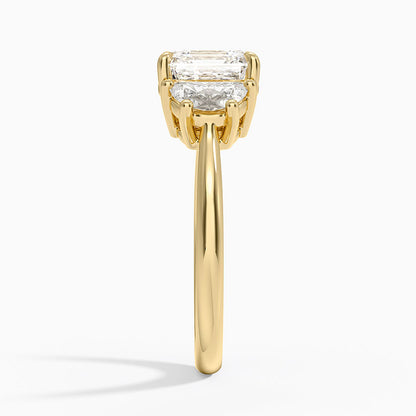 Half Moon Three Stone Diamond Ring (1/2 ct. tw.) - Asscher Cut Center Stone