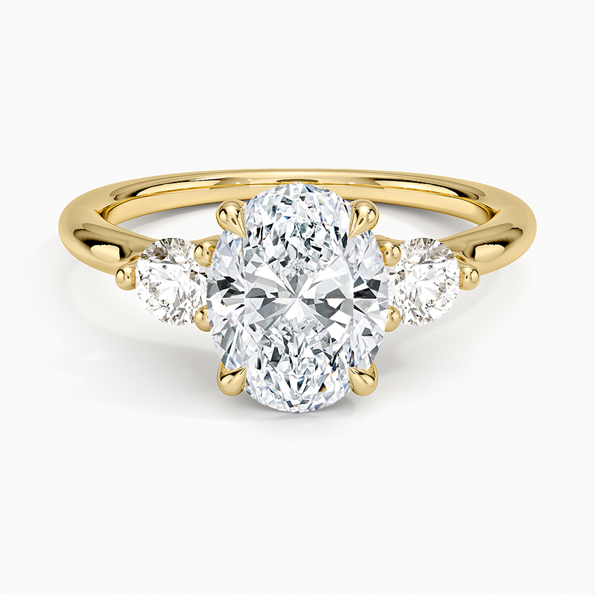 Freesia Three Stone Diamond Ring (1/3 ct. tw.) - Oval Cut Center Stone
