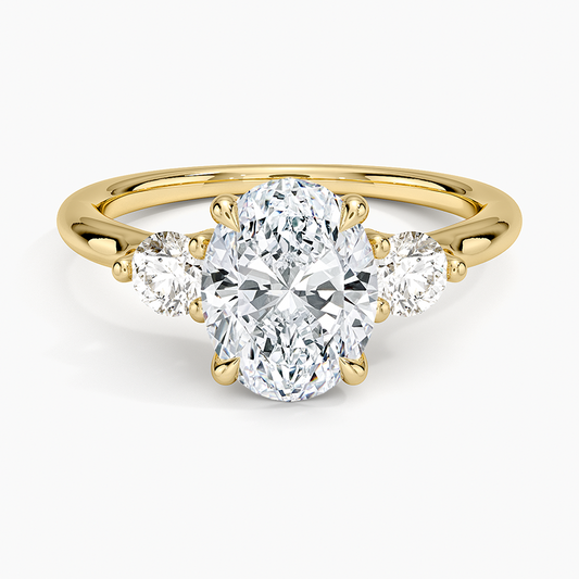 Freesia Three Stone Diamond Ring (1/3 ct. tw.) - Oval Cut Center Stone