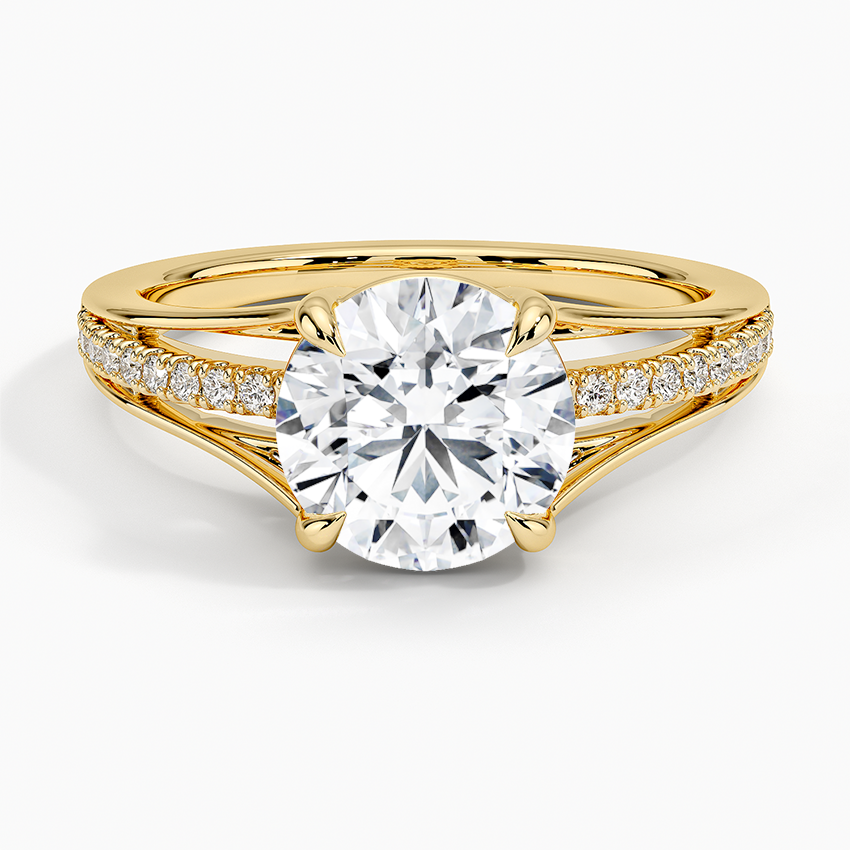 Tressa Split Shank Diamond Ring - Round Cut Center Stone