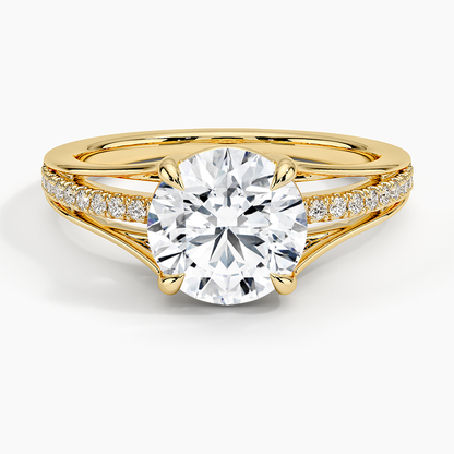 Tressa Split Shank Diamond Ring - Round Cut Center Stone