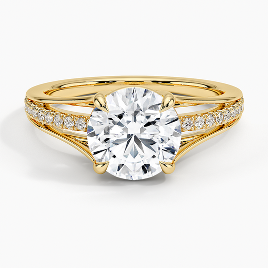 Tressa Split Shank Diamond Ring - Round Cut Center Stone