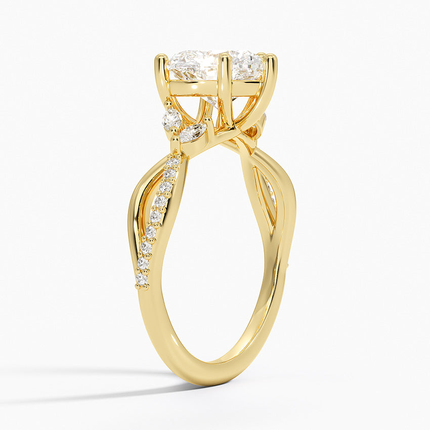 Petite Twisted Willow Diamond Ring - Heart Center Stone