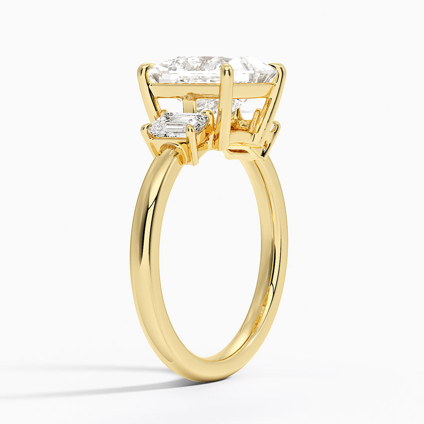 Rhiannon Emerald Cut Three Stone Diamond Ring (1/2 ct. tw.) - Princess Cut Center Stone