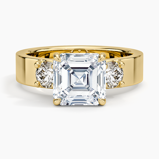 Peyton Three Stone Diamond Ring (1/2 ct. tw.) - Asscher Cut Center Stone