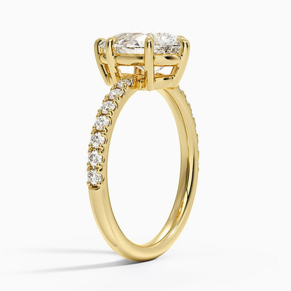 Dara Low-Profile Diamond Ring - Pear Center Stone