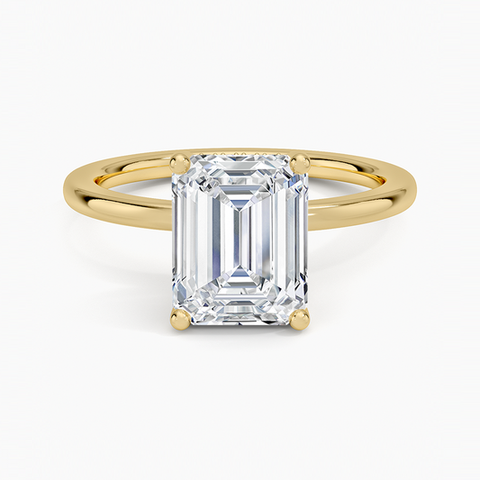 Sydney Perfect Fit Hidden Halo Diamond Ring - Emerald Cut Center Stone