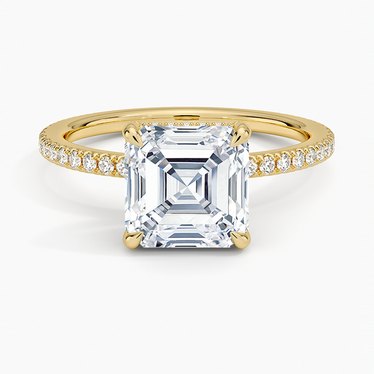 Viviana Three-Quarter Coverage Diamond Ring - Asscher Cut Center Stone