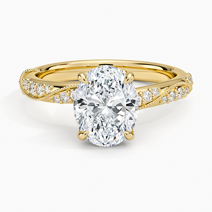 Camellia Hidden Accent 2.5mm Diamond Ring - Oval Center Stone