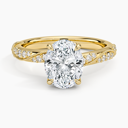 Camellia Hidden Accent 2.5mm Diamond Ring - Oval Center Stone