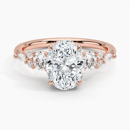 Nadia Three Stone Diamond Ring - Oval Center Stone