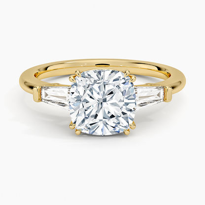 Symphony Double Prong Three Stone Diamond Ring (1/2 ct. tw.) - Cushion Cut Center Stone