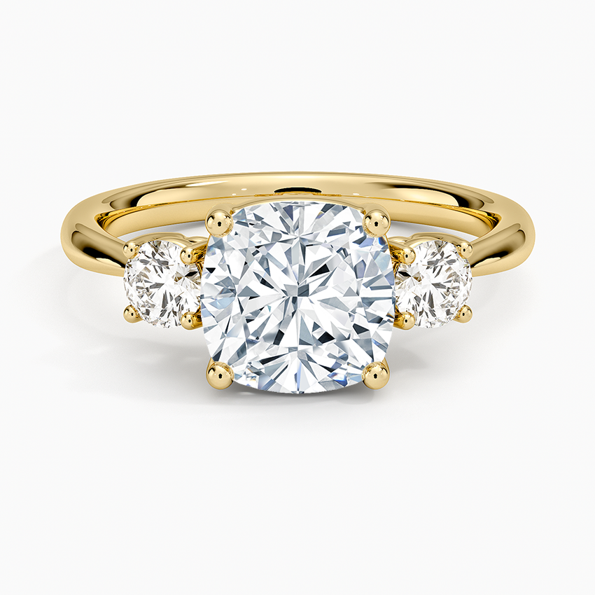 Selene Three Stone Diamond Ring (1/3 ct. tw.) - Cushion Cut Center Stone
