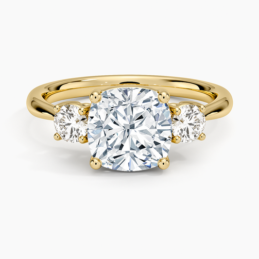 Selene Three Stone Diamond Ring (1/3 ct. tw.) - Cushion Cut Center Stone