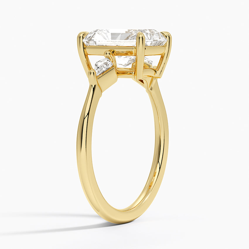 Cometa Three Stone Diamond Ring - Radiant Cut Center Stone