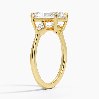 Cometa Three Stone Diamond Ring - Radiant Cut Center Stone