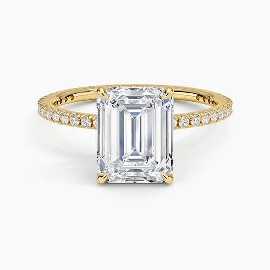 Perfect Fit Three-Quarter Diamond Ring (1/4 ct. tw.) - Emerald Cut Center Stone