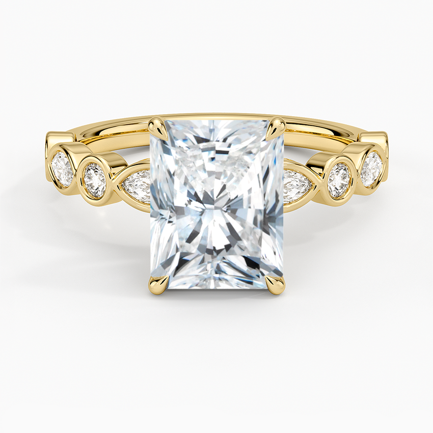 Versailles Bezel Diamond Ring - Radiant Cut Center Stone
