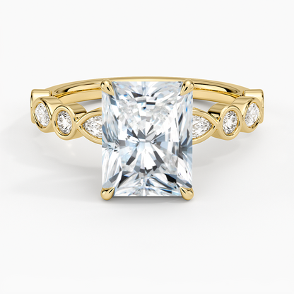 Versailles Bezel Diamond Ring - Radiant Cut Center Stone