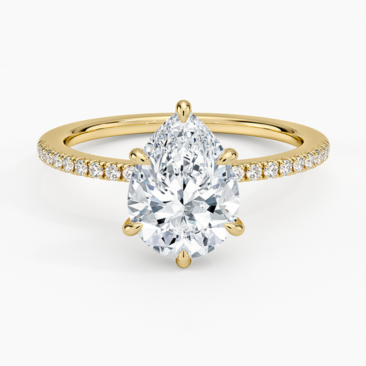 Demi Half Coverage Diamond Ring (1/5 ct. tw.) - Pear Center Stone