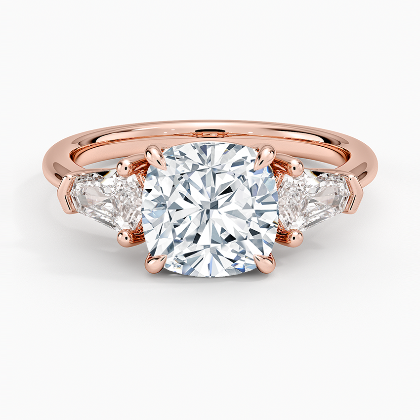 Shield Cut Three Stone Diamond Ring (1/2 ct. tw.) - Cushion Cut Center Stone