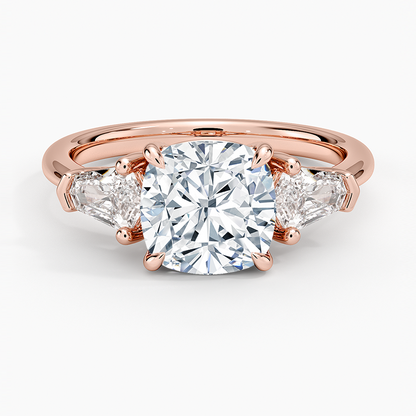 Shield Cut Three Stone Diamond Ring (1/2 ct. tw.) - Cushion Cut Center Stone