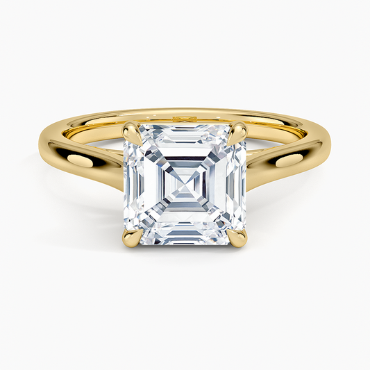 2mm Provence Solitaire Ring - Asscher Cut Center Stone