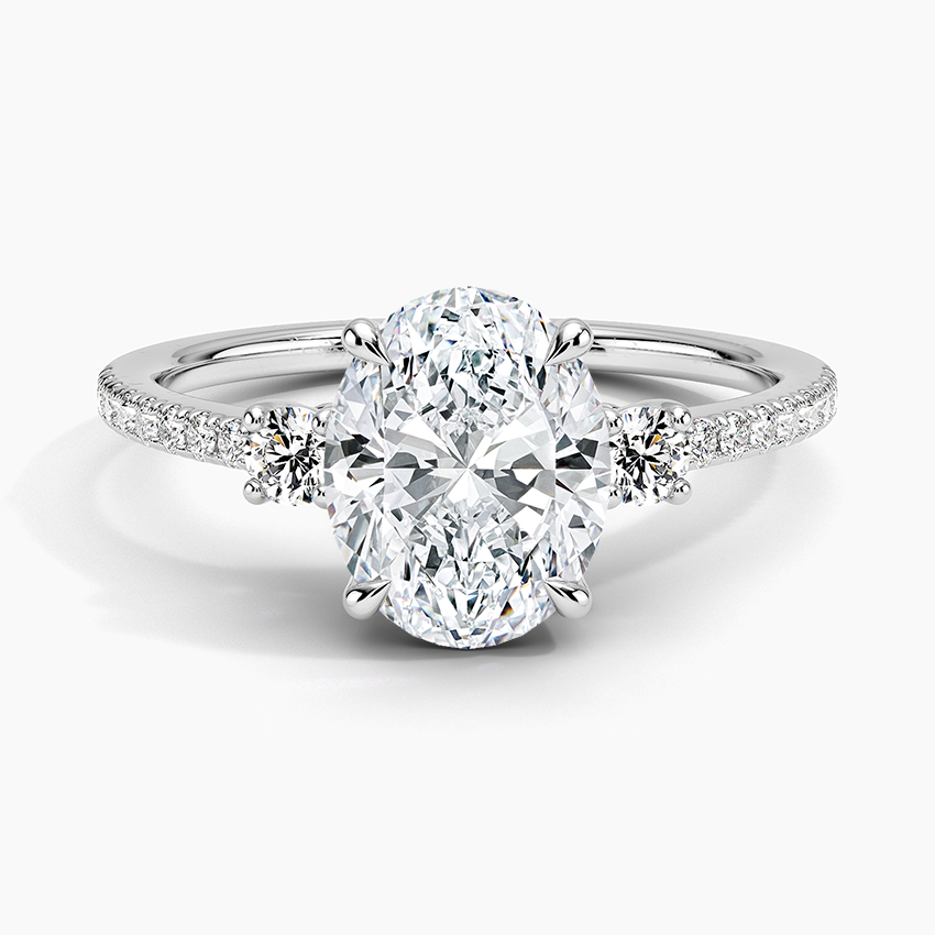 Lyra Three Stone Diamond Ring (1/4 ct. tw.) - Oval Center Stone