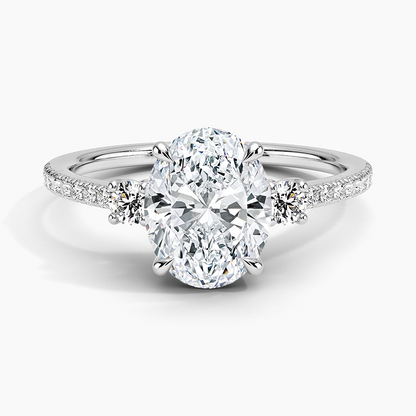 Lyra Three Stone Diamond Ring (1/4 ct. tw.) - Oval Center Stone