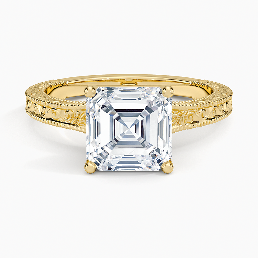 Hudson Engraved Ring - Asscher Cut Center Stone