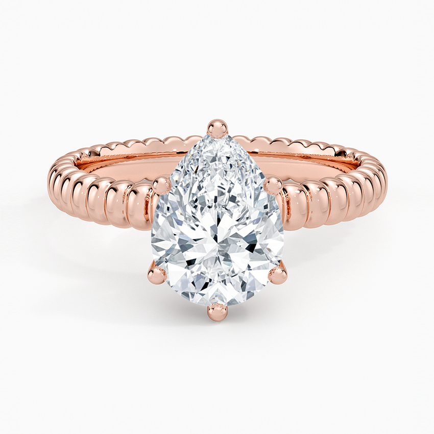 Petra Textured Solitaire Ring - Pear Center Stone