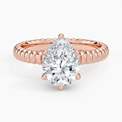 Petra Textured Solitaire Ring - Pear Center Stone