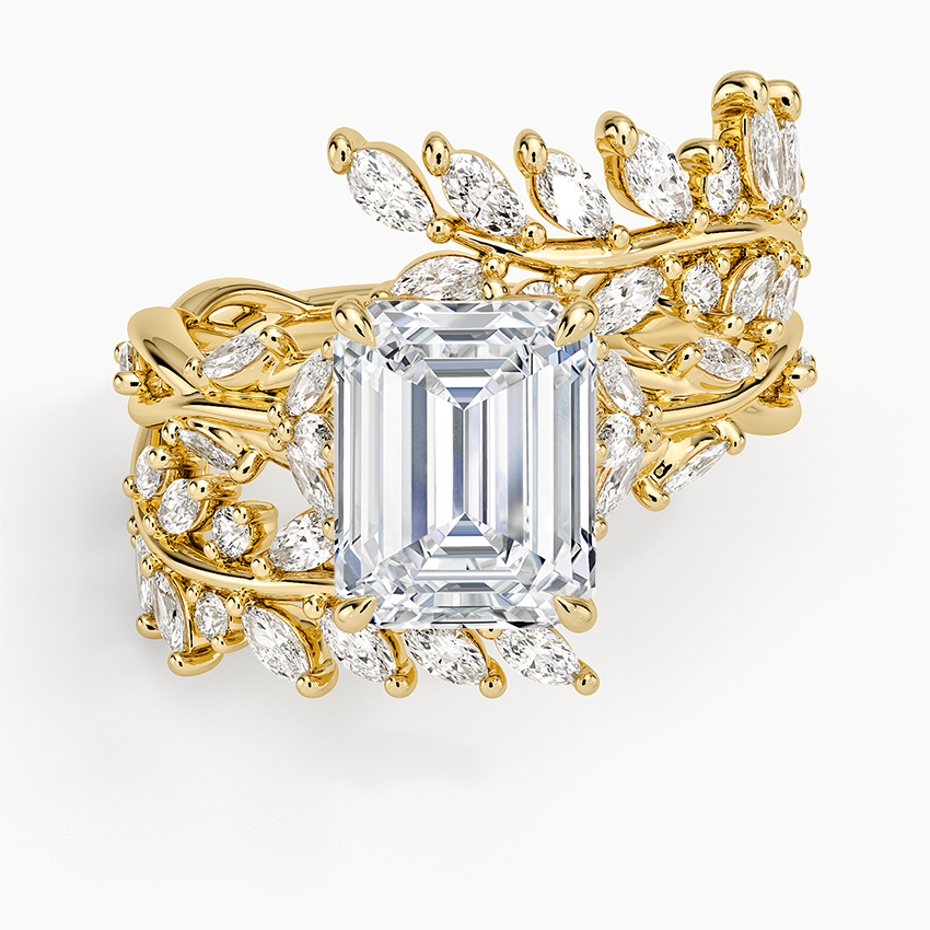 Secret Garden Wrap Diamond Ring - Emerald Cut Center Stone
