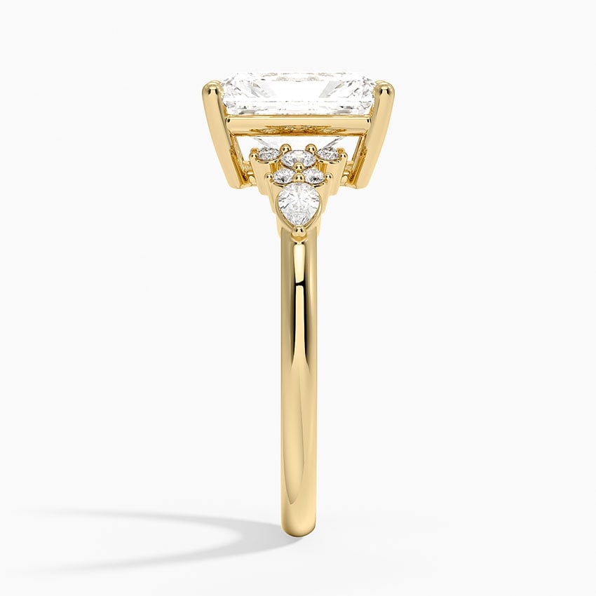 Rosette Diamond Ring - Radiant Cut Center Stone