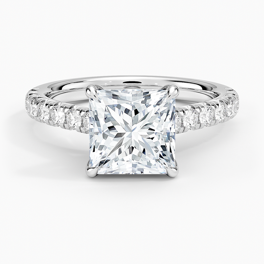 Sienna Half Coverage Diamond Ring - Princess Cut Center Stone