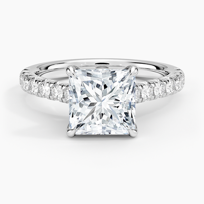 Sienna Half Coverage Diamond Ring - Princess Cut Center Stone