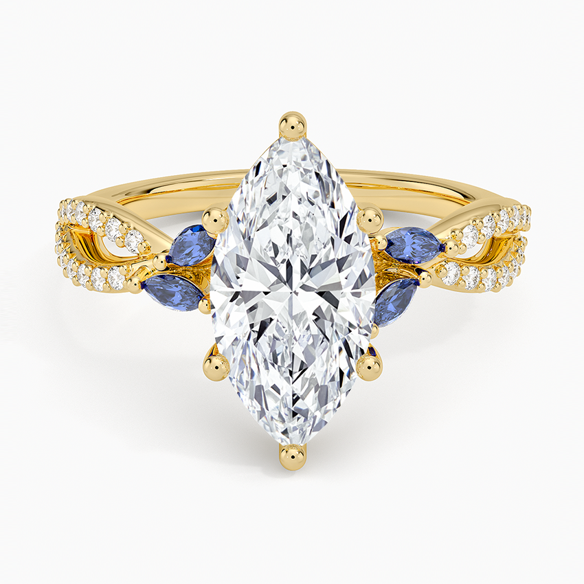 Luxe Willow Sapphire and Diamond Ring (1/8 ct. tw.) - Marquise Center Stone