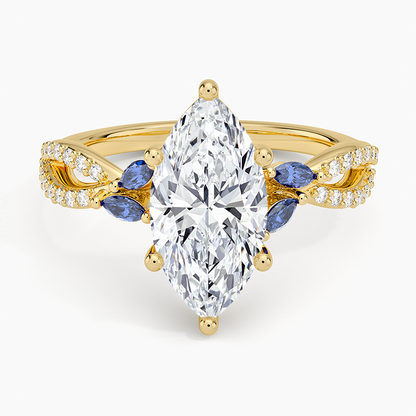 Luxe Willow Sapphire and Diamond Ring (1/8 ct. tw.) - Marquise Center Stone