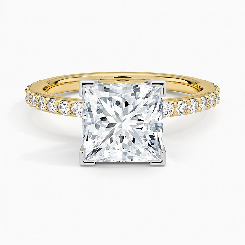 Petite Shared Prong Three-Quarter Coverage Diamond Ring (1/3 ct. tw.) - Princess Cut Center Stone