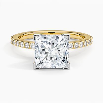 Petite Shared Prong Three-Quarter Coverage Diamond Ring (1/3 ct. tw.) - Princess Cut Center Stone
