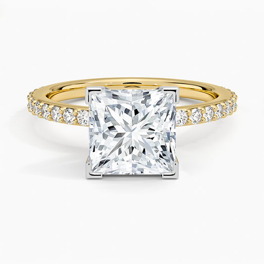 Petite Shared Prong Three-Quarter Coverage Diamond Ring (1/3 ct. tw.) - Princess Cut Center Stone
