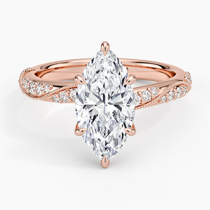 Camellia Hidden Accent 2.5mm Diamond Ring - Marquise Center Stone