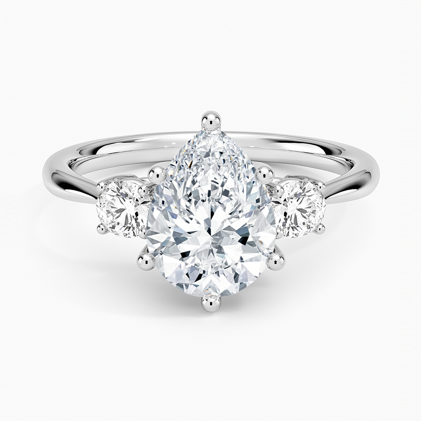 Selene Three Stone Diamond Ring (1/3 ct. tw.) - Pear Center Stone