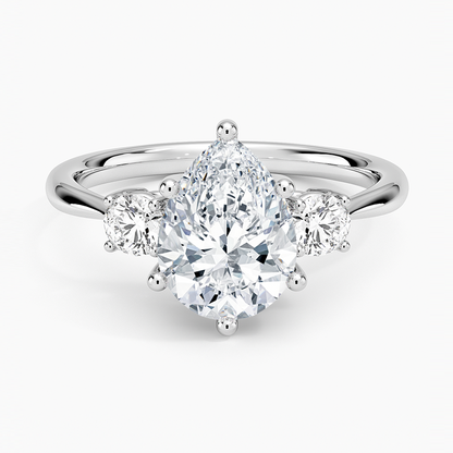 Selene Three Stone Diamond Ring (1/3 ct. tw.) - Pear Center Stone