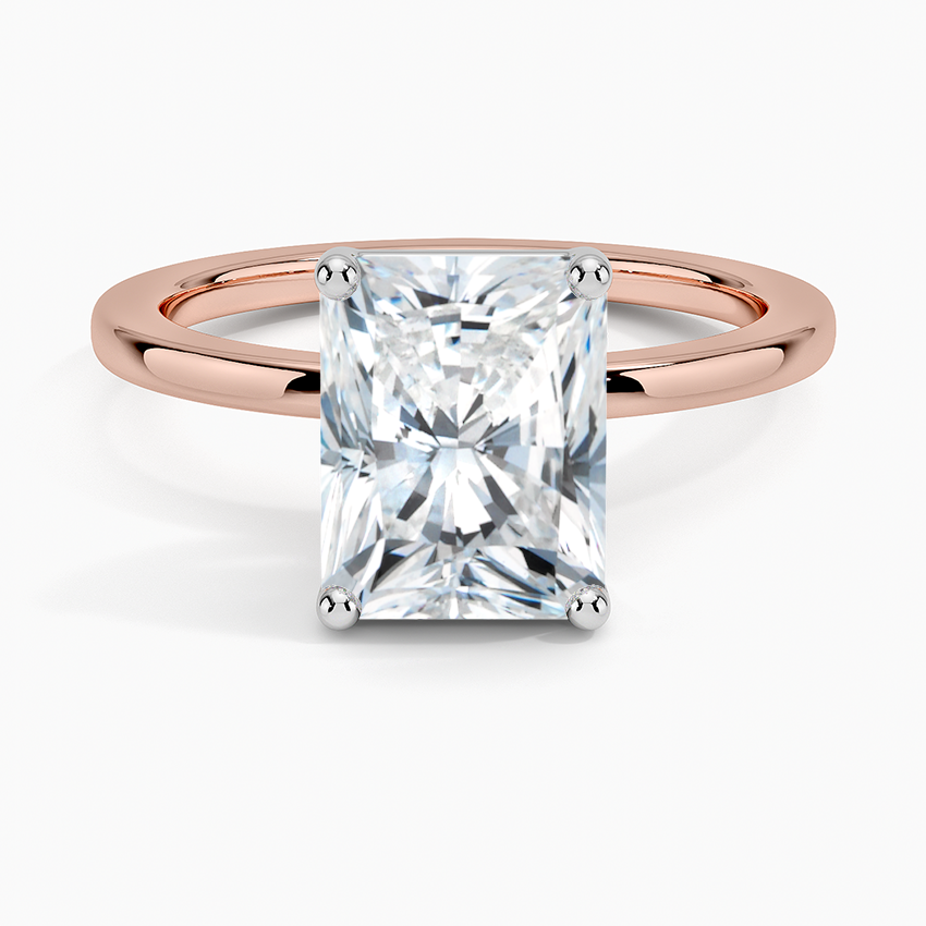 Platinum Mixed Metal Perfect Fit Solitaire Ring - Radiant Cut Center Stone