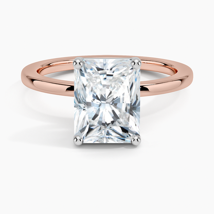 Platinum Mixed Metal Perfect Fit Solitaire Ring - Radiant Cut Center Stone