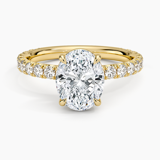 Luxe French Pavé Perfect Fit Diamond Ring (1/2 ct. tw.) - Oval Cut Center Stone