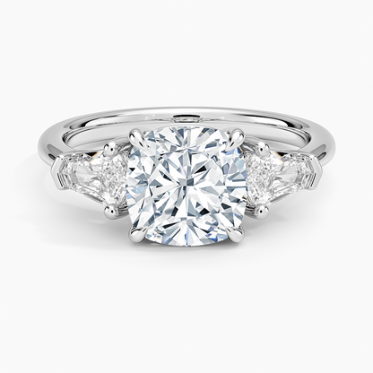 Shield Cut Three Stone Diamond Ring (1/2 ct. tw.) - Cushion Cut Center Stone